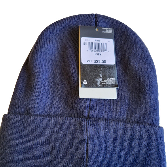 NWT UNDER ARMOUR "UA Halftime" Mens Cuffed Knit Beanie Hat Retail at $22.00 BLUE - Picture 3 of 3